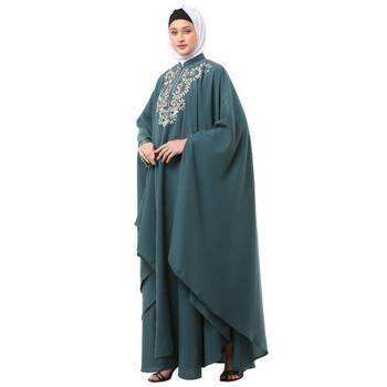 Teal arabian embroidery kaftan 4