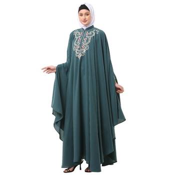 Teal arabian embroidery kaftan 5