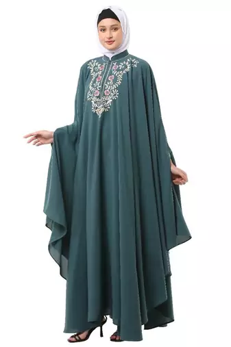 Teal arabian embroidery kaftan
