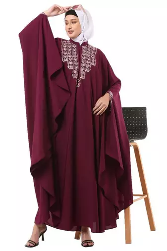 Wine irani kaftan with embroidery work