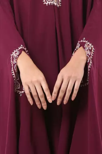 Wine irani kaftan with embroidery work