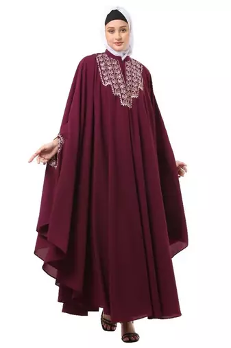 Wine irani kaftan with embroidery work