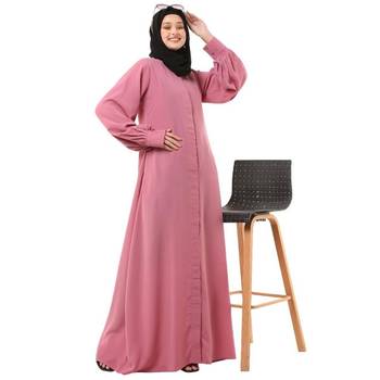 Pink casual front open abaya 1