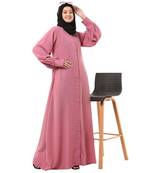 Pink casual front open abaya