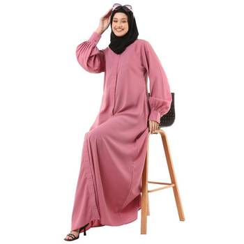 Pink casual front open abaya 2