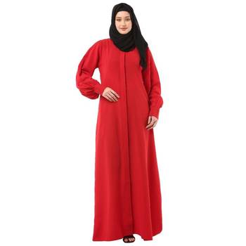 Red casual front open abaya 1
