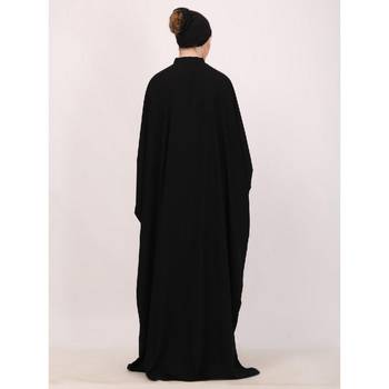 Black adjustable waist kaftan abaya with sequin lace 5