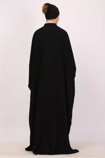 Black adjustable waist kaftan abaya with sequin lace