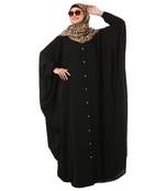 Black front open kaftan with fashionable buttons