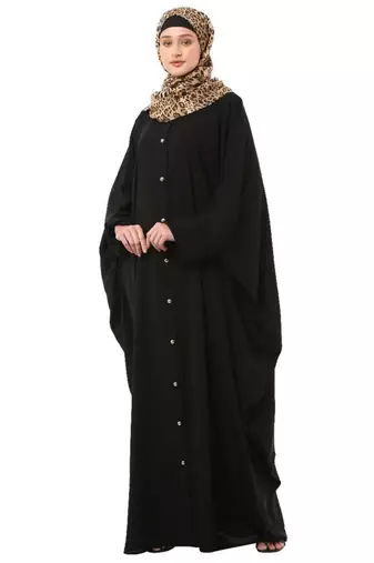 Black front open kaftan with fashionable buttons