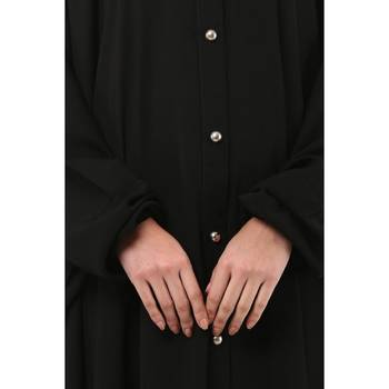 Black front open kaftan with fashionable buttons 5