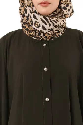 Olive front open kaftan with fashionable buttons