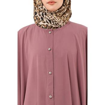 Pink front open kaftan with fashionable buttons 2