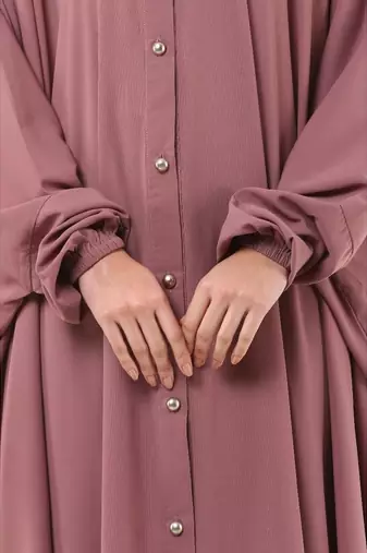 Pink front open kaftan with fashionable buttons