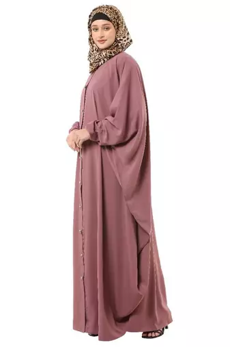 Pink front open kaftan with fashionable buttons