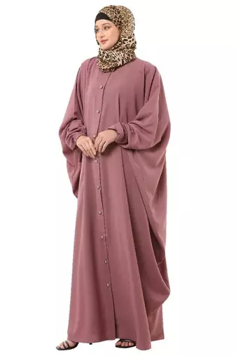 Pink front open kaftan with fashionable buttons