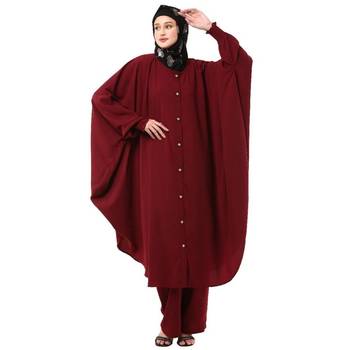 Maroon modest co-ord set loose fit top with matching trouser 1