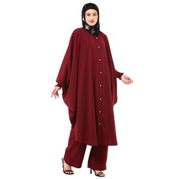 Maroon modest co-ord set loose fit top with matching trouser 4
