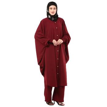 Maroon modest co-ord set loose fit top with matching trouser 5