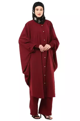 Maroon modest co-ord set loose fit top with matching trouser