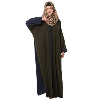 Olive dual color loose fit abaya 2