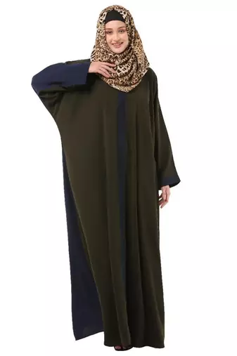 Olive dual color loose fit abaya