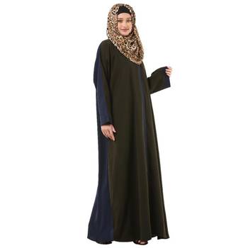 Olive dual color loose fit abaya 3