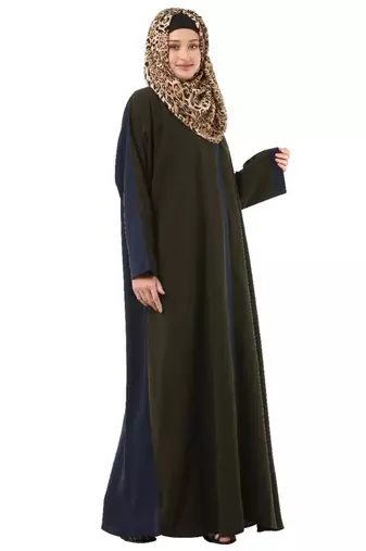 Olive dual color loose fit abaya