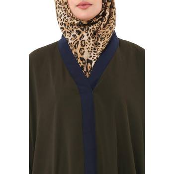 Olive dual color loose fit abaya 4