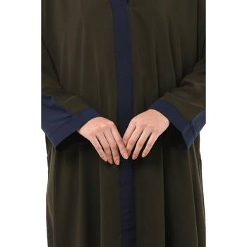 Olive dual color loose fit abaya 5