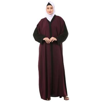 Wine dual color loose fit abaya 1