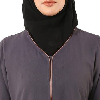 Dark-grey front open premium cey fabric abaya 4