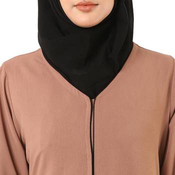 Beige front open premium cey fabric abaya 2