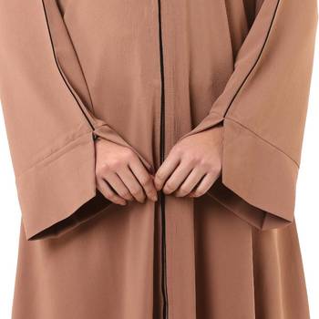 Beige front open premium cey fabric abaya 3