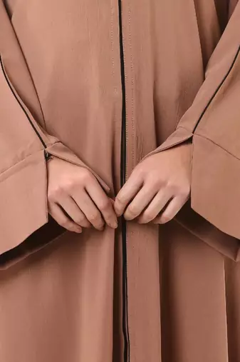 Beige front open premium cey fabric abaya