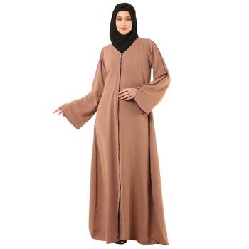 Beige front open premium cey fabric abaya 1