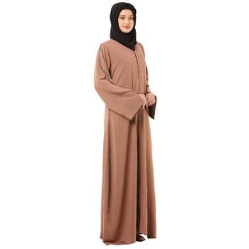 Beige front open premium cey fabric abaya 5