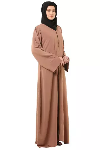 Beige front open premium cey fabric abaya