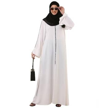 White front open premium cey fabric abaya 1