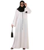 White front open premium cey fabric abaya