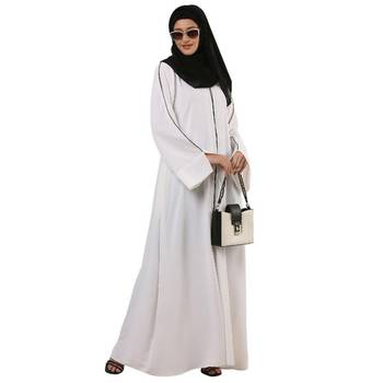 White front open premium cey fabric abaya 2
