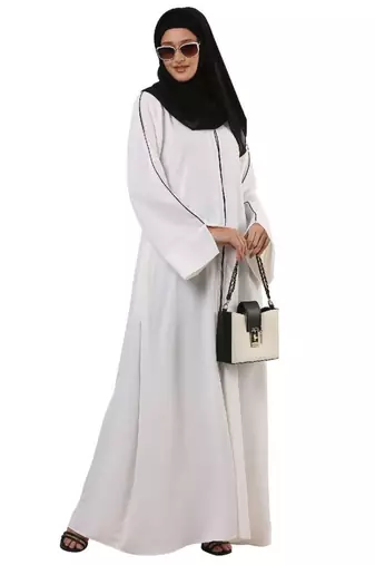 White front open premium cey fabric abaya
