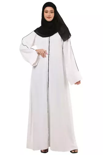 White front open premium cey fabric abaya