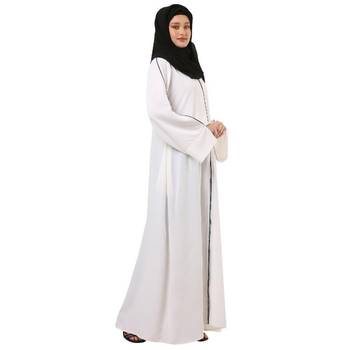 White front open premium cey fabric abaya 4