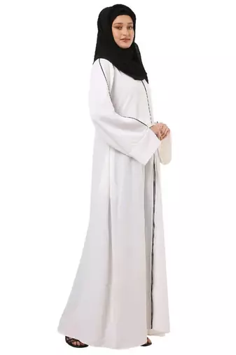 White front open premium cey fabric abaya