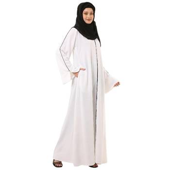 White front open premium cey fabric abaya 5