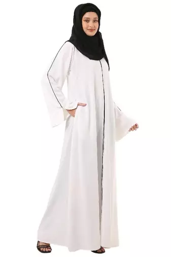 White front open premium cey fabric abaya