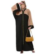 Black loose fit front open dual color abaya