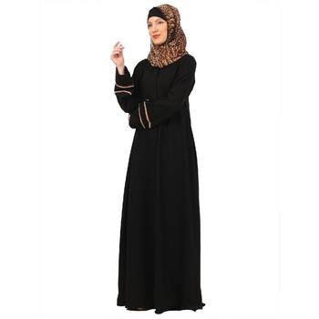 Black daily wear front open abaya 2
