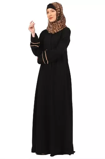 Black daily wear front open abaya